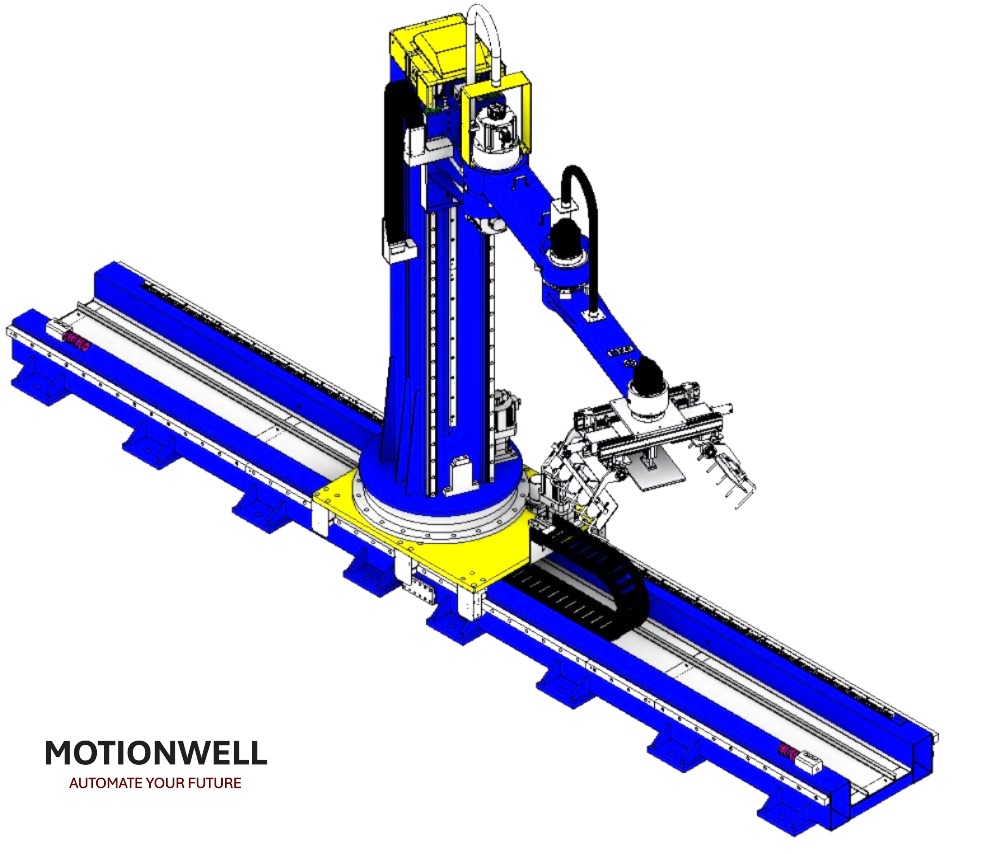 Warehouse automation - palletizing robot and AGV/AMR intralogistics